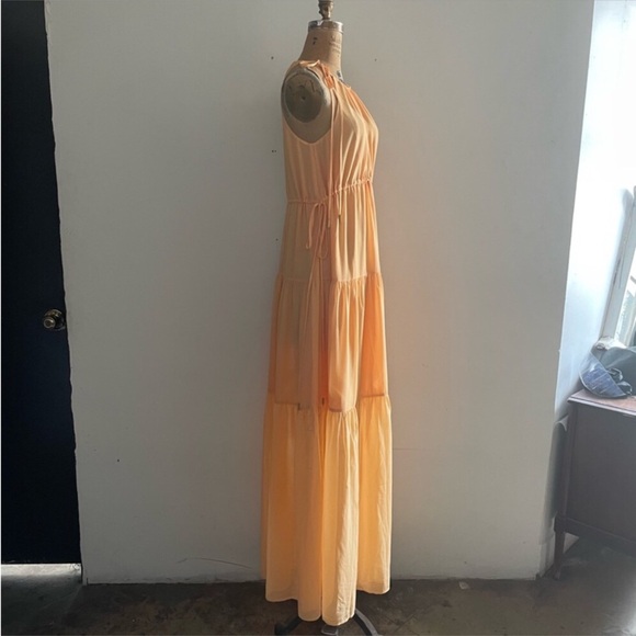 Lovers+Friends] Deep slits Drawstring neck line&waist Crepe Maxi Dress Tangerine - Picture 9 of 16